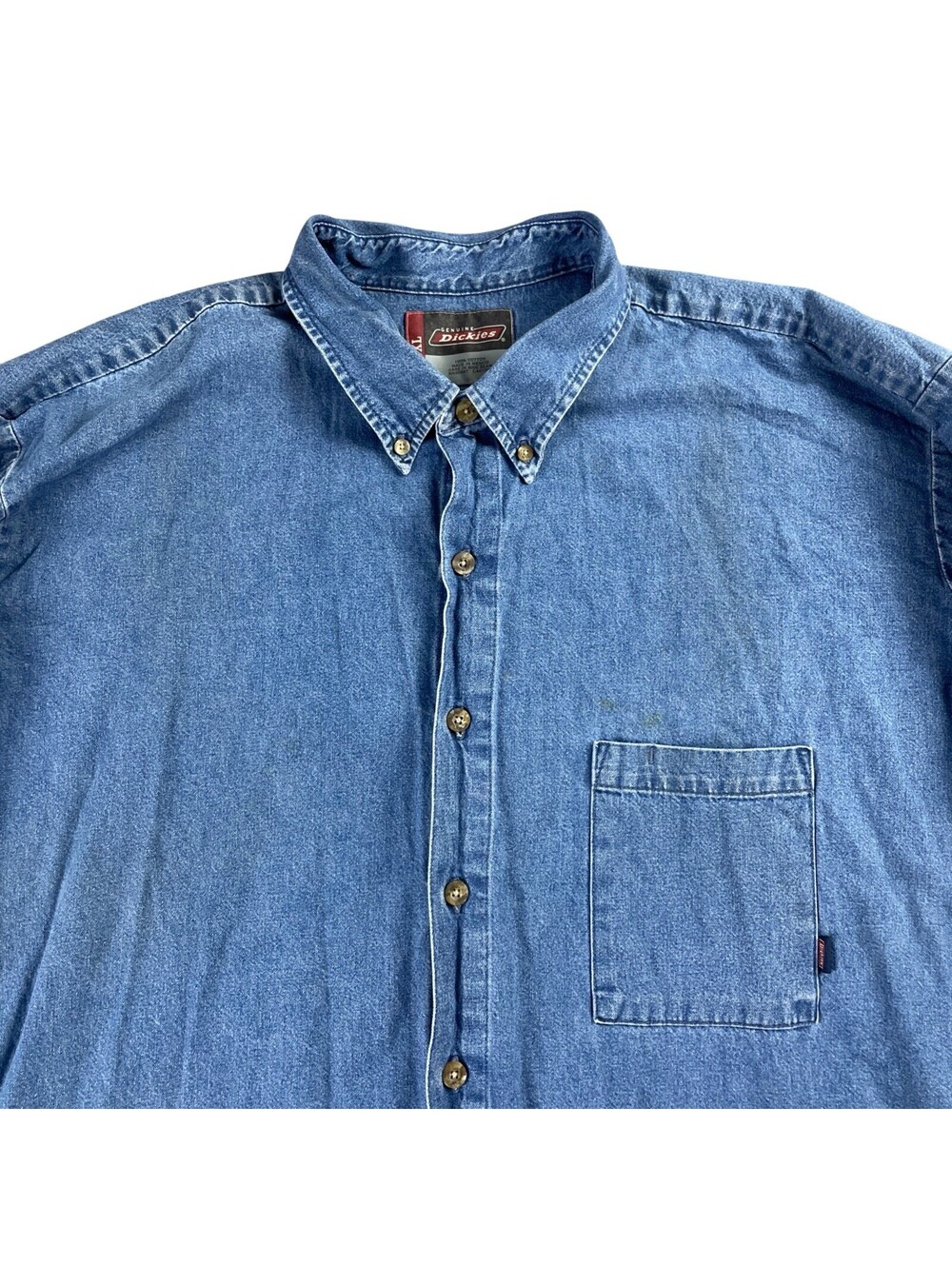 Dickies Denim Button Up Shirt Long Sleeve Workwear Men's 3XL Blue Jean